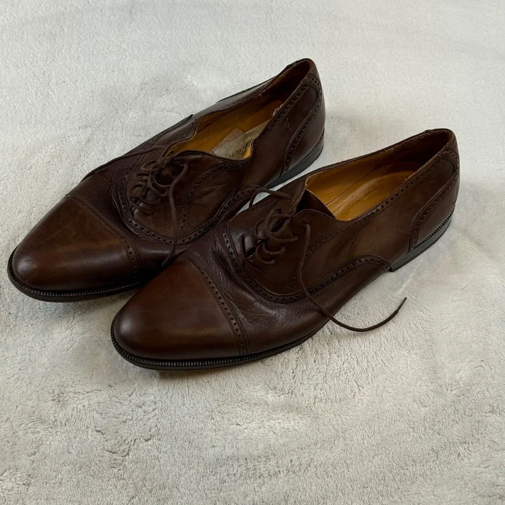 Mezlan Florence Wingtip Oxford Shoes‎ Men's 11.5 B Brown Leather Made in Spain